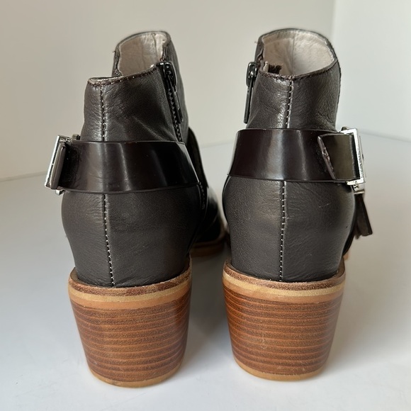 Sol Sana Genuine Leather Brown Side Zipper Three Buckle Bootie Size EU 36/US 5.5 - Picture 6 of 14